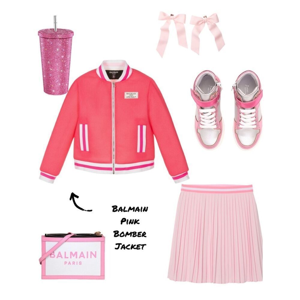 Balmain Pink Little Girl Bomber Jacket